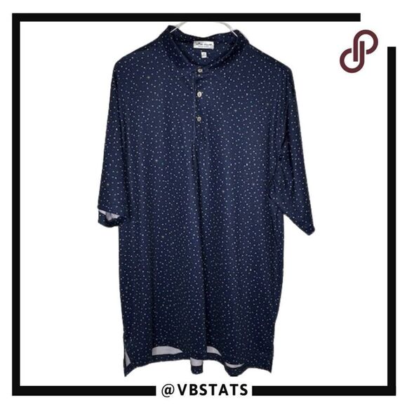 Peter Millar Large Tall Summer Comfort Navy Polo with Colorful Small Crowns - Picture 1 of 6